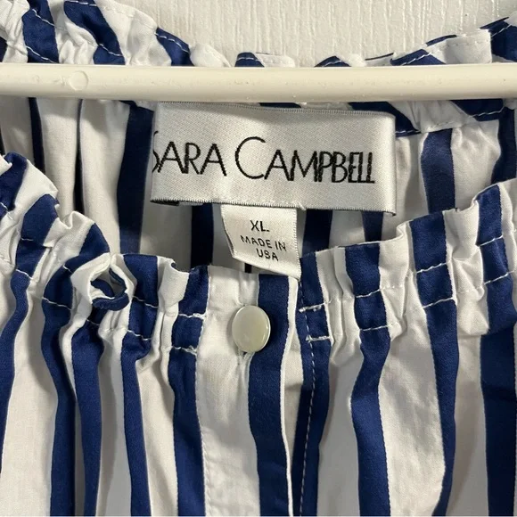 Sara Campbell Blue and White Striped Blouse - Picture 6 of 7
